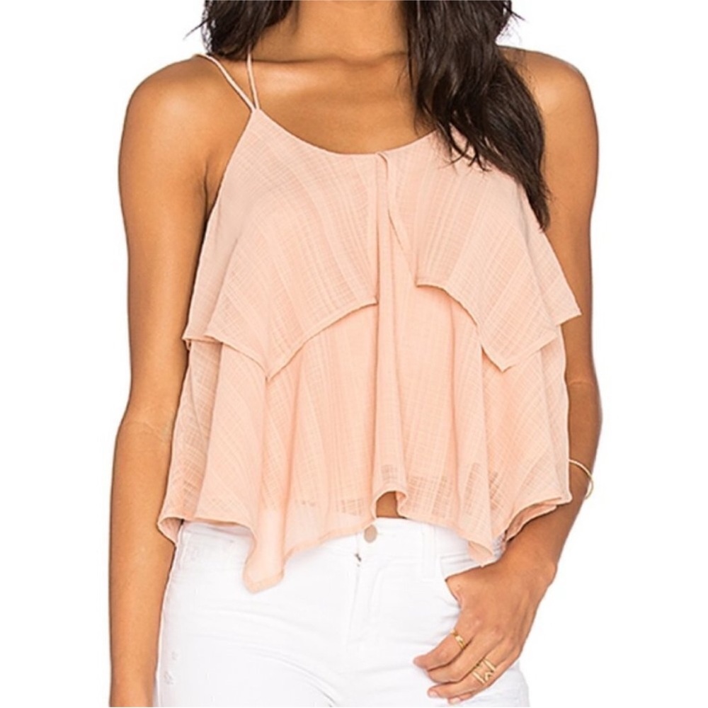 J.O.A. Layered Peach Strappy Camisole Top, Romantic Feminine Pastel